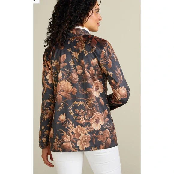 Soft Surroundings Shape Drape Faux Suede Jacket in Floral Multi - Picture 2 of 9